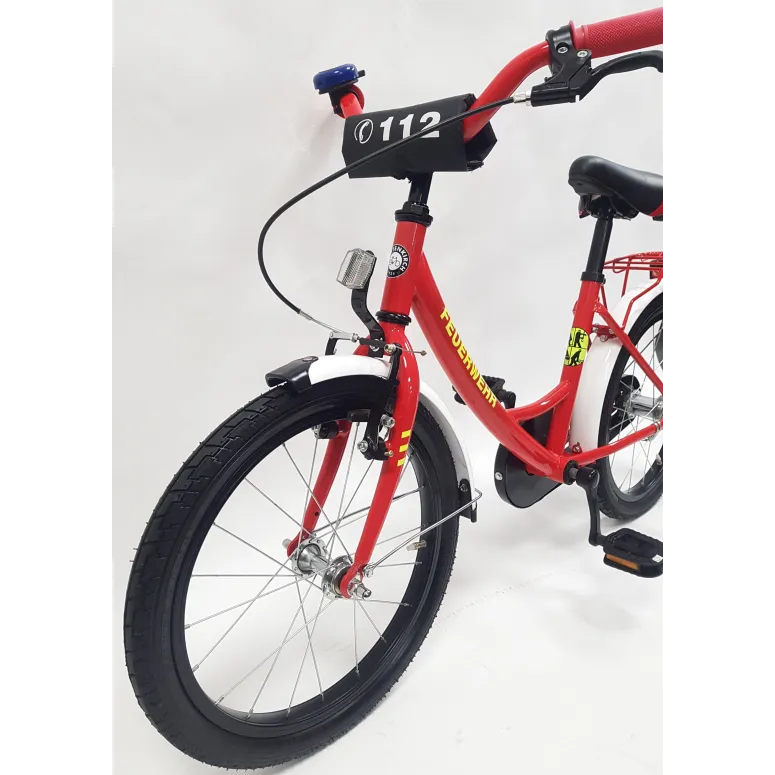 Rower Chłopięcy 18 Dziecięcy Straż Pożarna Stalowy Bagażnik Kółka Boczne