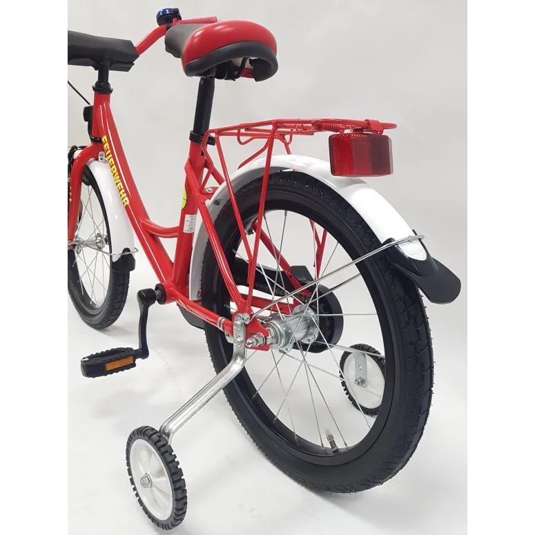 Rower Chłopięcy 18 Dziecięcy Straż Pożarna Stalowy Bagażnik Kółka Boczne