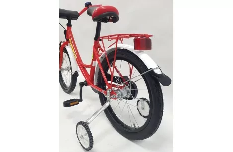 Rower Chłopięcy 18 Dziecięcy Straż Pożarna Stalowy Bagażnik Kółka Boczne