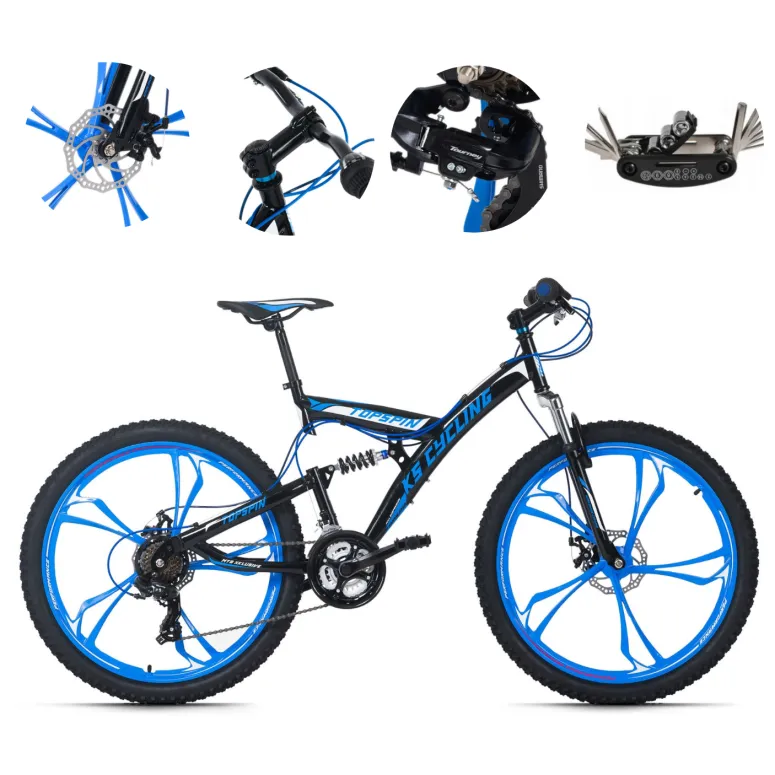 Rower Górski Męski Damski MTB Tarcze Dzwonek Hardtail Młodzieżowy Stalowy