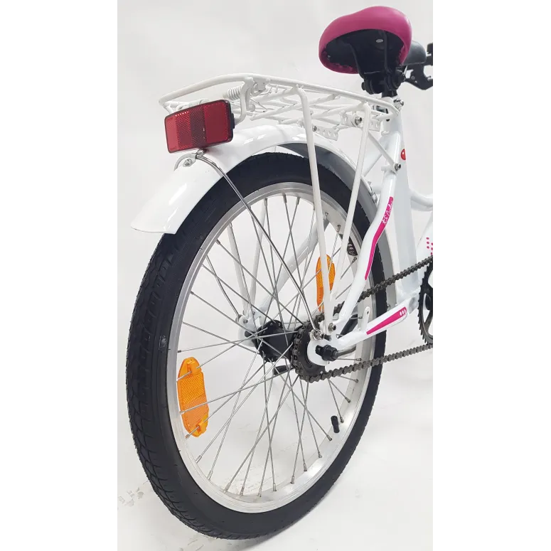 Dziewczęcy Rower Miejski Dziecięcy 20 Kontra 5+ Bagażnik Dzwonek Błotniki