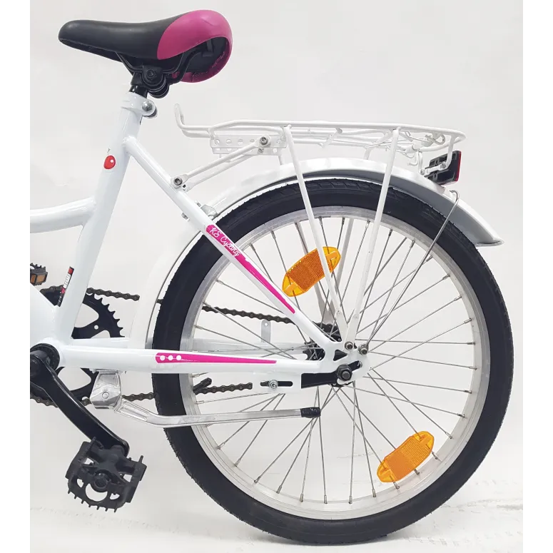 Dziewczęcy Rower Miejski Dziecięcy 20 Kontra 5+ Bagażnik Dzwonek Błotniki