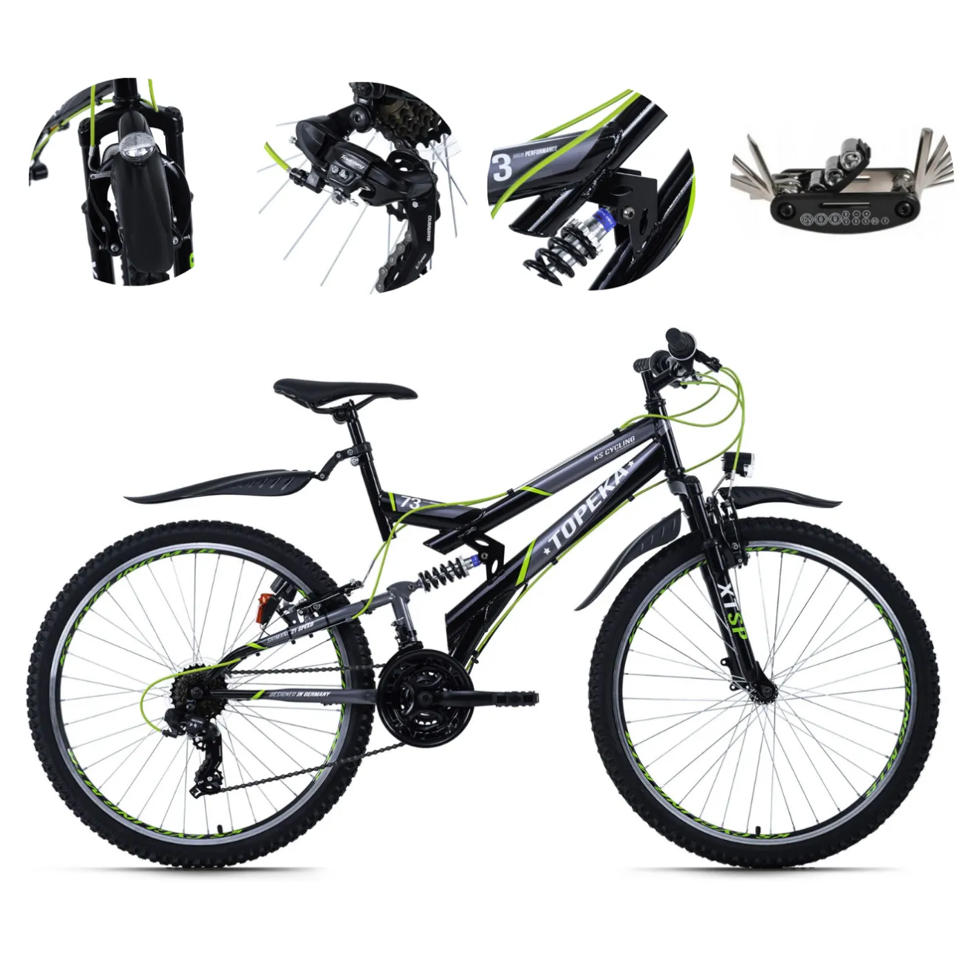 Rower Górski MTB Młodzieżowy 26 Pełna Amortyzacja Błotniki Światła Góral