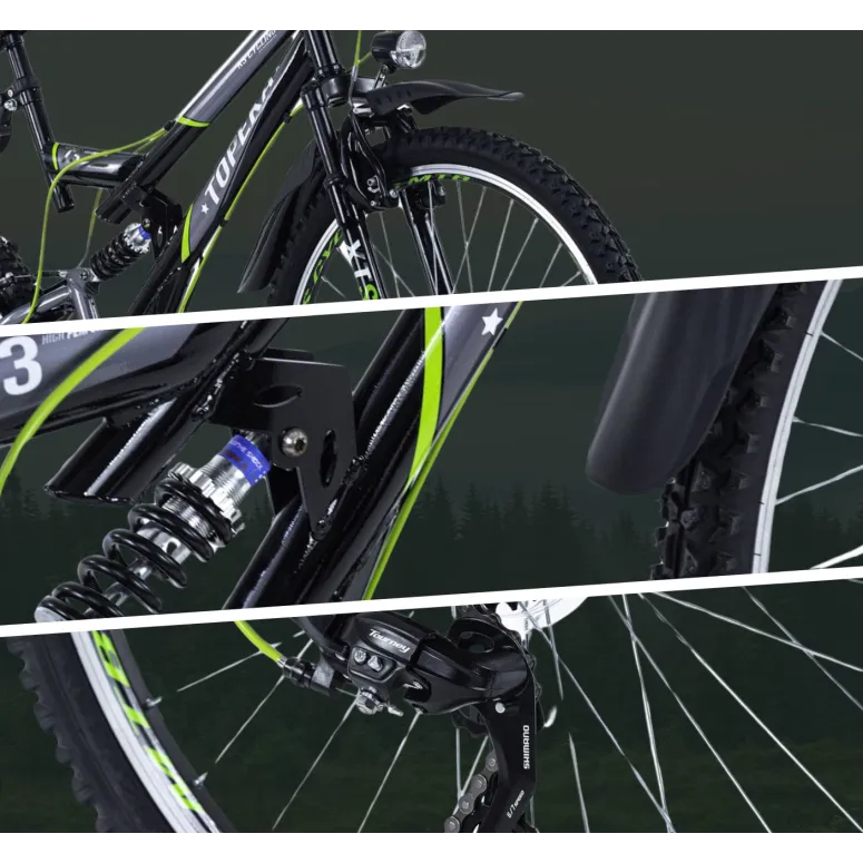 Rower Górski MTB Młodzieżowy 26 Pełna Amortyzacja Błotniki Światła Góral