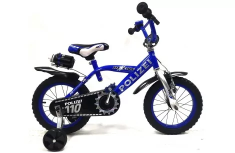 Rower Dziecięcy 14 Chłopięcy Policja Błotniki Kółka Boczne Bidon Dzwonek