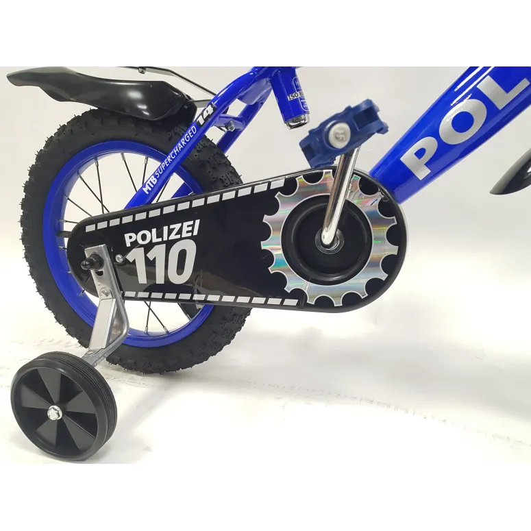 Rower Dziecięcy 14 Chłopięcy Policja Błotniki Kółka Boczne Bidon Dzwonek