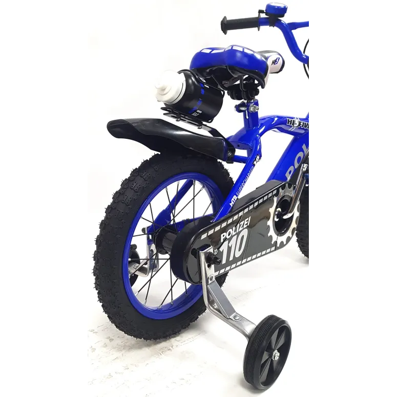 Rower Dziecięcy 14 Chłopięcy Policja Błotniki Kółka Boczne Bidon Dzwonek