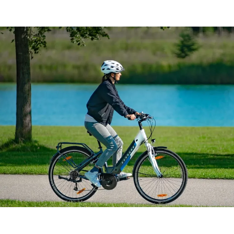 Elektryczny Rower Miejski 28 Damski Aluminium Bagaż Światła 5 Trybów Stopka