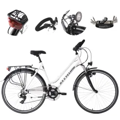 Rower Trekkingowy Damski 28 Aluminiowy Turystyczny Błotniki Bagaż Światła