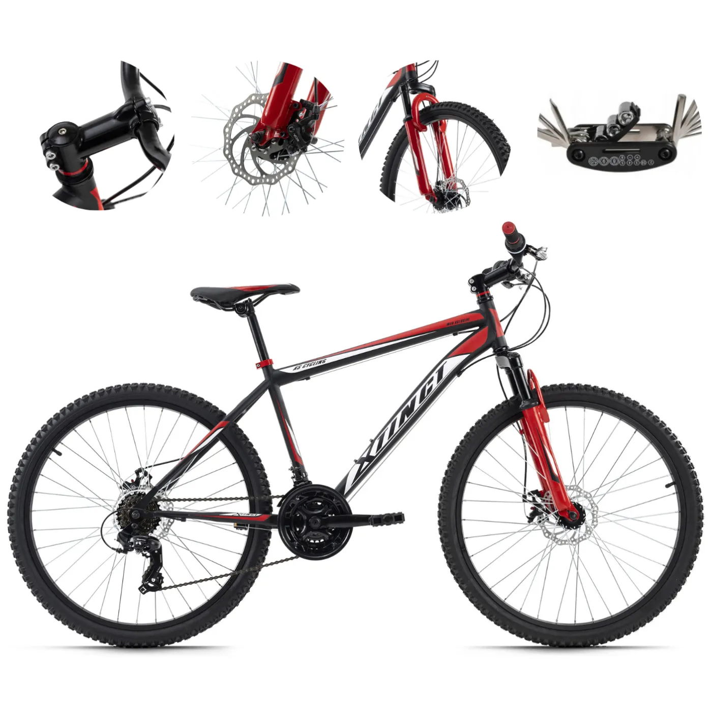 Górski Rower Męski Damski 26 Hamulce Tarczowe Amortyzowany Stal Młodzieżowy