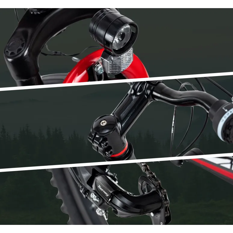 Rower Górski Męski 26 Młodzieżowy MTB Tarcze Góral Dzwonek Światła Hardtail