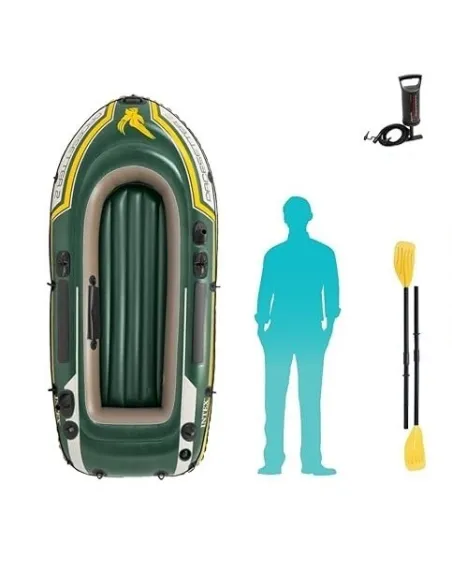 Ponton Dwuosobowy Intex Seahawk 2 236x114x41 cm Wiosła Pompka 3 Komory PVC