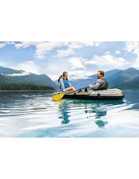 Ponton Dwuosobowy Intex Seahawk 2 236x114x41 cm Wiosła Pompka 3 Komory PVC