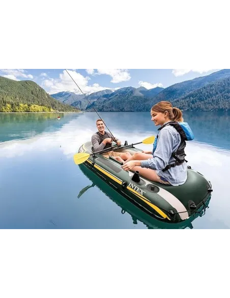 Ponton Dwuosobowy Intex Seahawk 2 236x114x41 cm Wiosła Pompka 3 Komory PVC