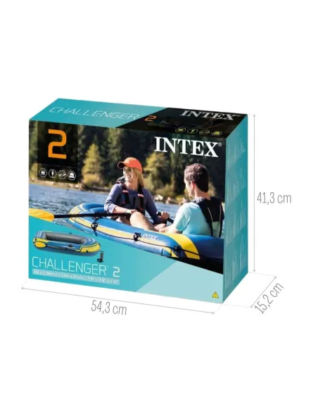 Ponton Dwuosobowy Intex Challenger 2 Wiosła Pompka Dmuchany 3 Komory PVC