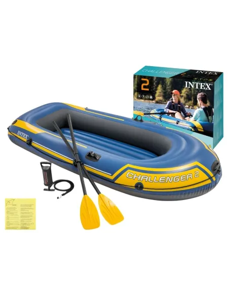 Ponton Dwuosobowy Intex Challenger 2 Wiosła Pompka Dmuchany 3 Komory PVC