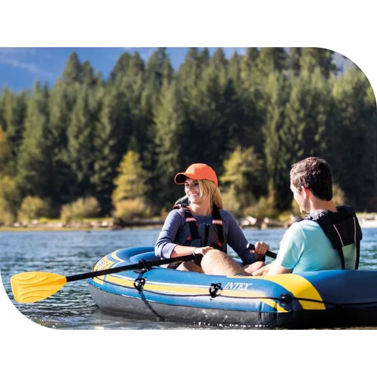 Ponton Dwuosobowy Intex Challenger 2 Wiosła Pompka Dmuchany 3 Komory PVC