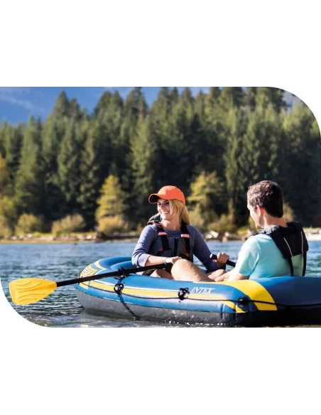 Ponton Dwuosobowy Intex Challenger 2 Wiosła Pompka Dmuchany 3 Komory PVC