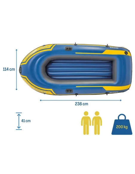 Ponton Dwuosobowy Intex Challenger 2 Wiosła Pompka Dmuchany 3 Komory PVC