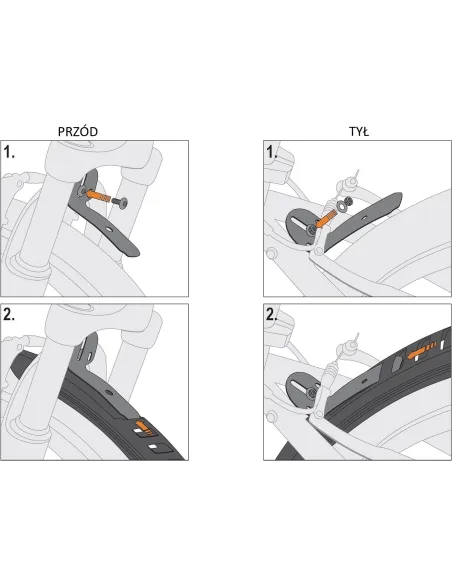 Błotniki Rowerowe SKS Velo 42 Urban Zestaw Przód Tył Z Rozpórkami Czarne 28
