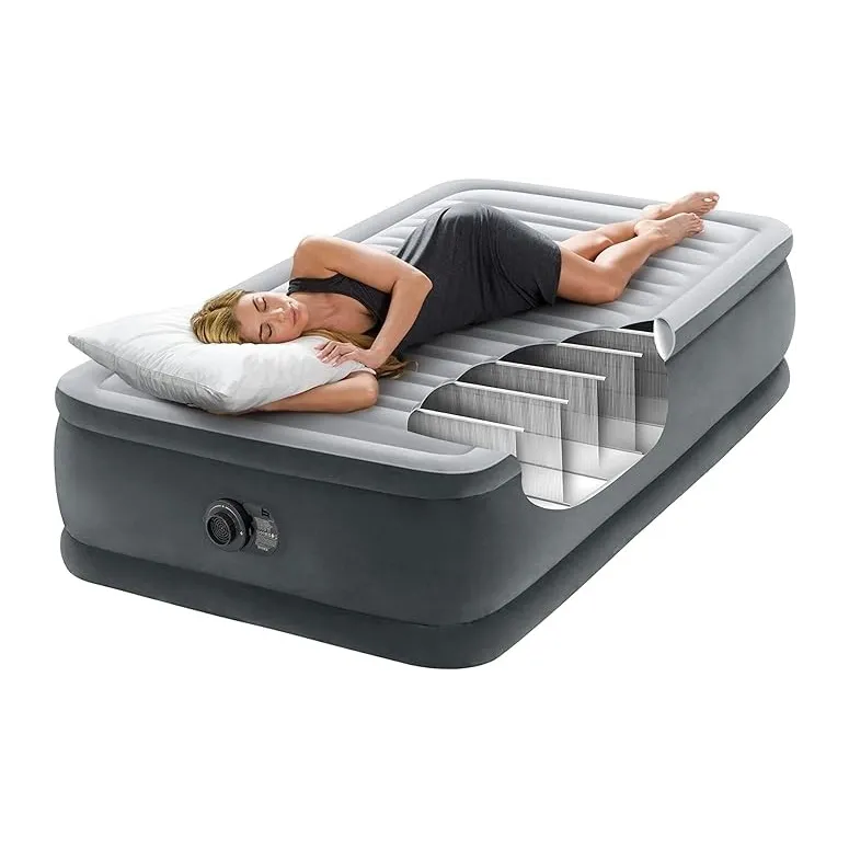 Materac Dmuchany Z Pompką Intex Twin Comfort Plush Jednoosobowy PVC Welur