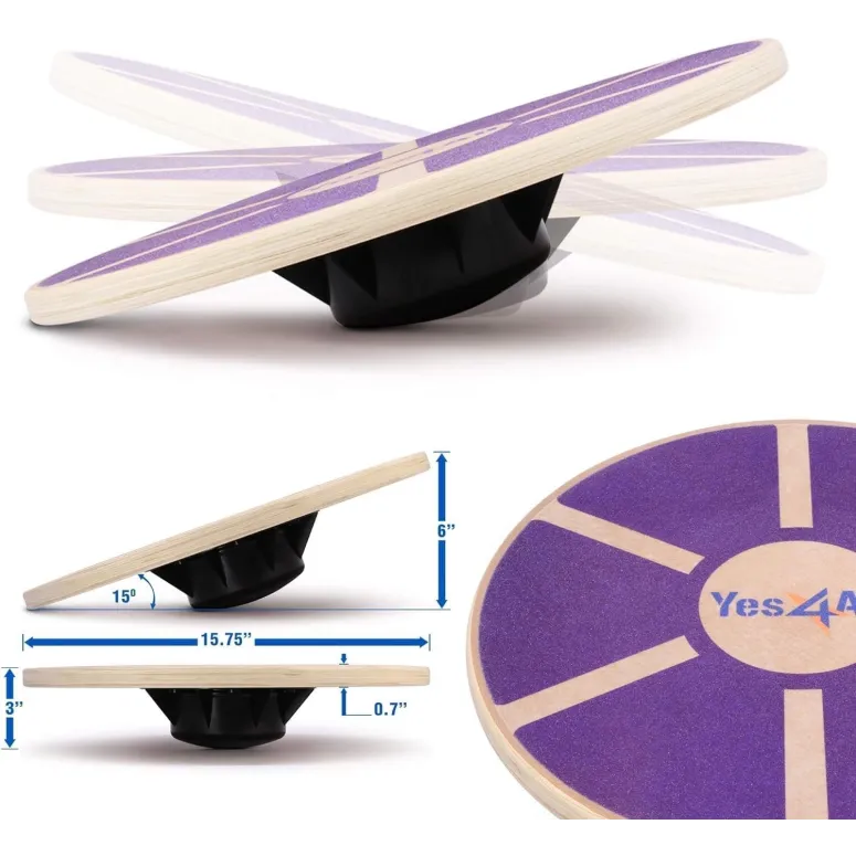 Drewniana Deska Treningowa Yes4All Wobble Balance Solidna Konstrukcja 136kg