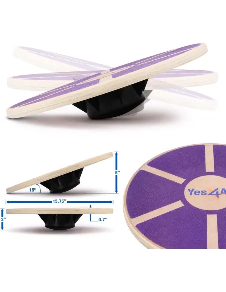 Drewniana Deska Treningowa Yes4All Wobble Balance Solidna Konstrukcja 136kg