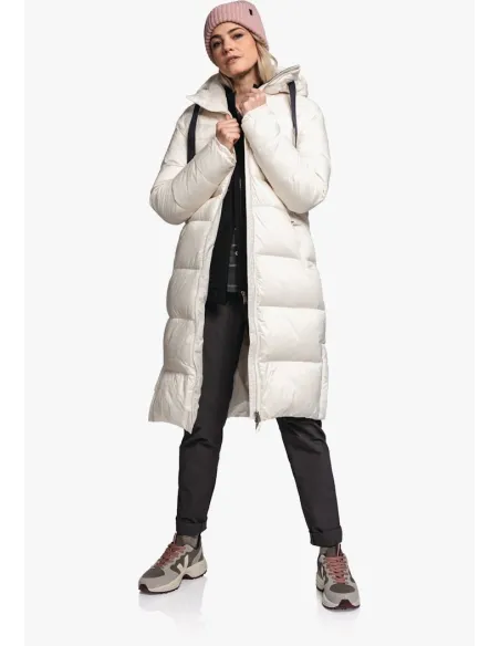 Płaszcz Damski Puchowy Schöffel Down Coat Kenosha Biały Pikowany r. XS/34
