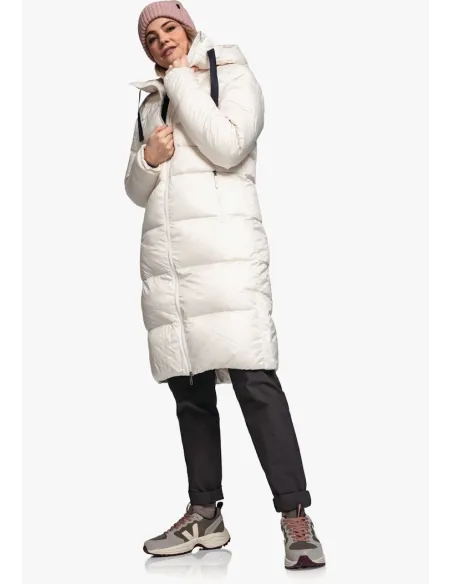 Płaszcz Damski Puchowy Schöffel Down Coat Kenosha Biały Pikowany r. XS/34