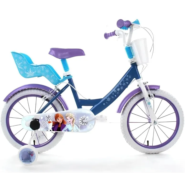 Rower Dziecięcy Dziewczęcy 16 Kraina Lodu Stalowy FROZEN Bagażnik Koszyk