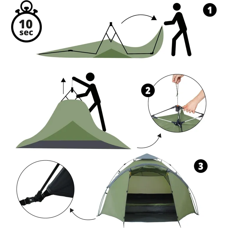 Namiot Kopułowy Rodzinny Lumaland 3 Osobowy Kempingowy Festiwalowy L-8080a