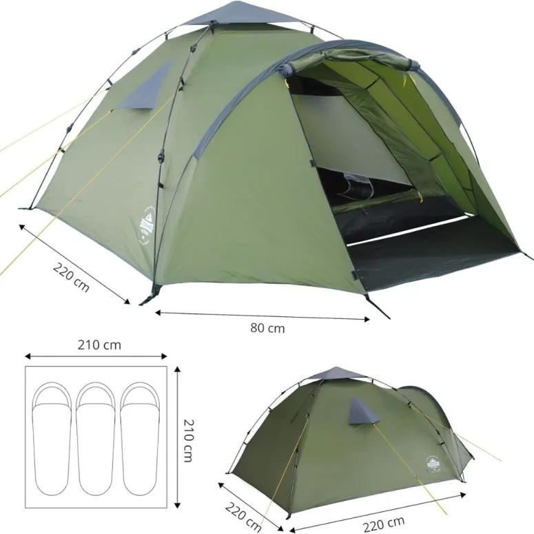 Namiot Kopułowy Rodzinny Lumaland 3 Osobowy Kempingowy Festiwalowy L-8080a