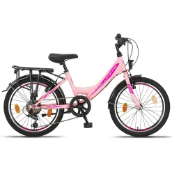 Rower Dziewczęcy 20 Miejski Stalowy Dziecięcy Światła Stopka Bagaż Błotniki
