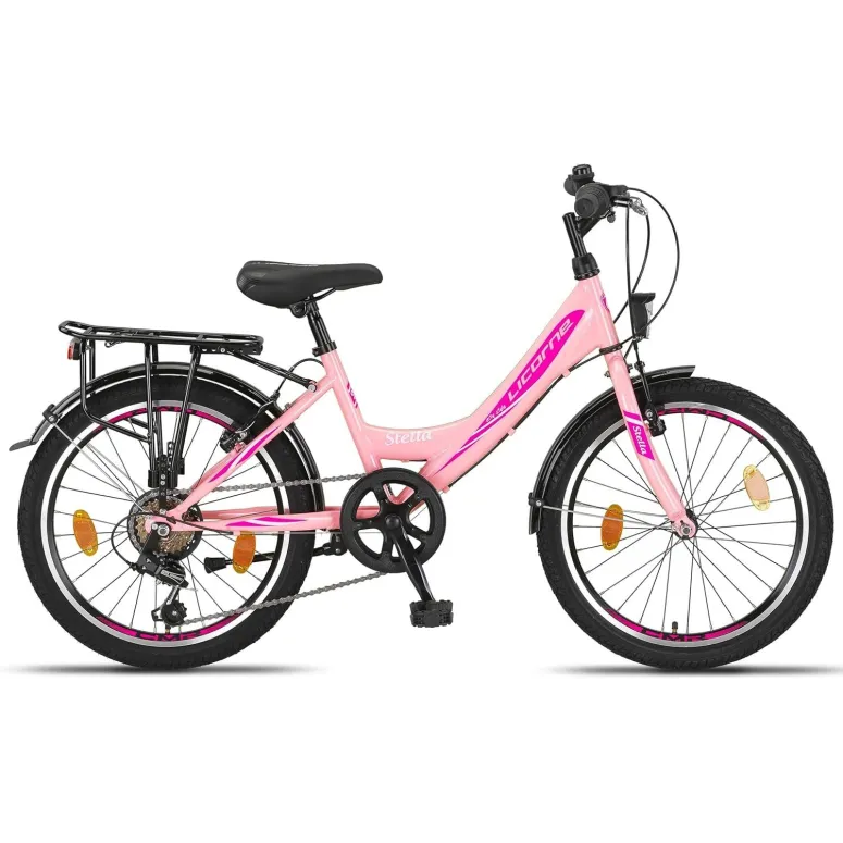 Rower Dziewczęcy 20 Miejski Stalowy Dziecięcy Światła Stopka Bagaż Błotniki