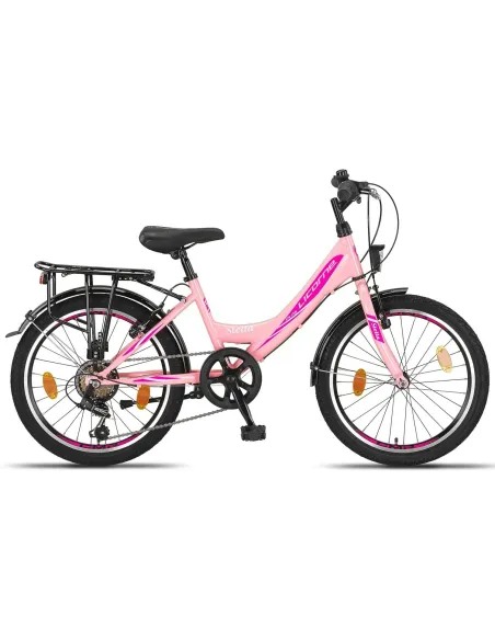 Rower Dziewczęcy 20 Miejski Stalowy Dziecięcy Światła Stopka Bagaż Błotniki