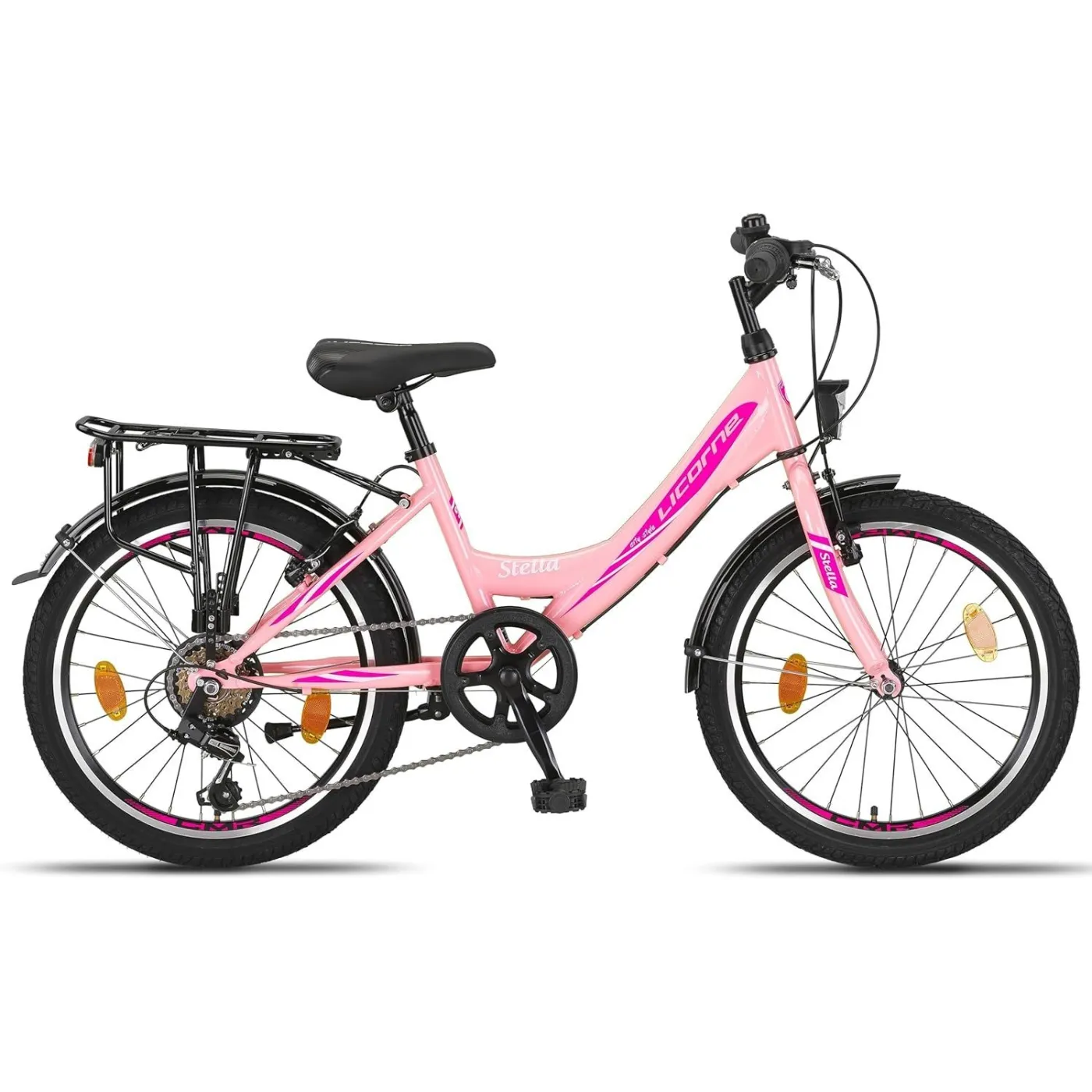 Rower Dziewczęcy 20 Miejski Stalowy Dziecięcy Światła Stopka Bagaż Błotniki