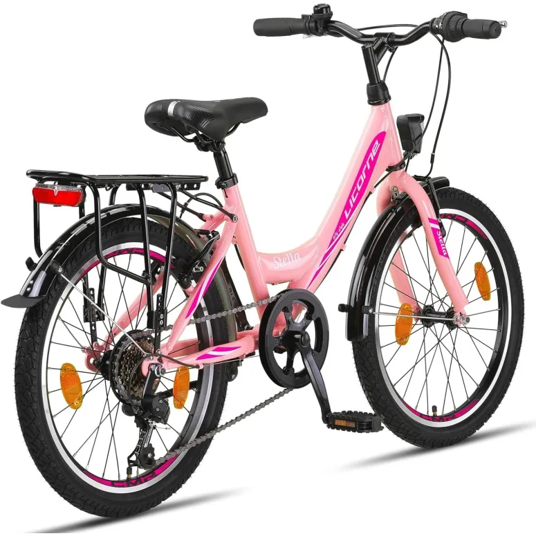 Rower Dziewczęcy 20 Miejski Stalowy Dziecięcy Światła Stopka Bagaż Błotniki