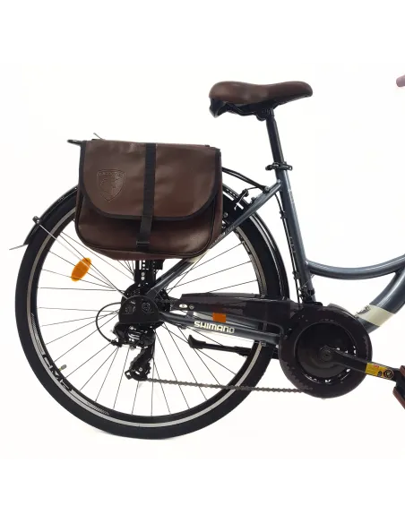 Rower Miejski Damski 28 ALU 21 Biegów Bagażnik Sakwy Dzwonek Światła Stopka