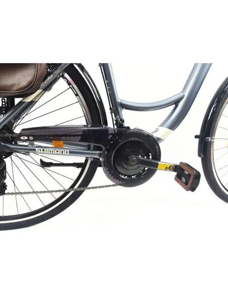 Rower Miejski Damski 28 ALU 21 Biegów Bagażnik Sakwy Dzwonek Światła Stopka