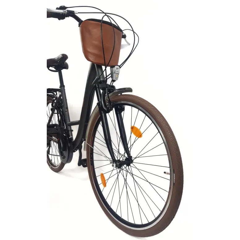 Rower Miejski Damski 28 Stal 21 Biegów Bagażnik Światła Stopka Gumy Sakwa