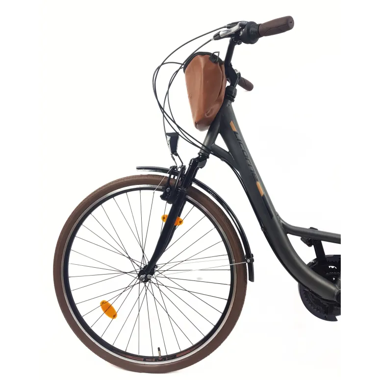 Rower Miejski Damski 28 Stal 21 Biegów Bagażnik Światła Stopka Gumy Sakwa