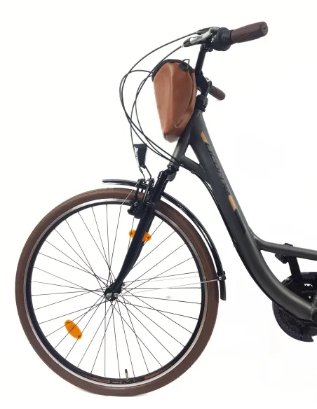 Rower Miejski Damski 28 Stal 21 Biegów Bagażnik Światła Stopka Gumy Sakwa