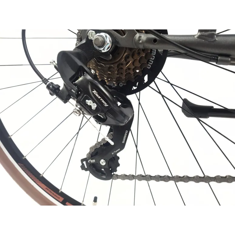 Rower Miejski Damski 28 Stal 21 Biegów Bagażnik Światła Stopka Gumy Sakwa