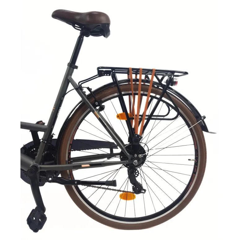 Rower Miejski Damski 28 Stal 21 Biegów Bagażnik Światła Stopka Gumy Sakwa