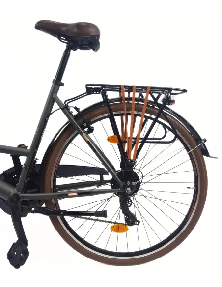 Rower Miejski Damski 28 Stal 21 Biegów Bagażnik Światła Stopka Gumy Sakwa