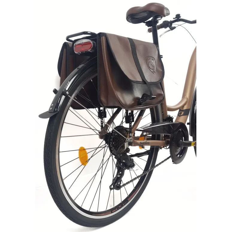 Rower Miejski Damski 28 ALU 21 Bieg Bagażnik Sakwa Dzwonek Światła Stopka