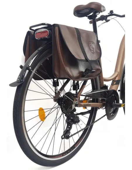 Rower Miejski Damski 28 ALU 21 Bieg Bagażnik Sakwa Dzwonek Światła Stopka