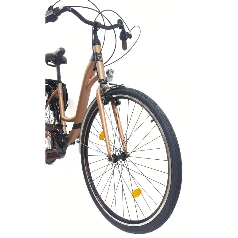 Rower Miejski Damski 28 ALU 21 Bieg Bagażnik Sakwa Dzwonek Światła Stopka