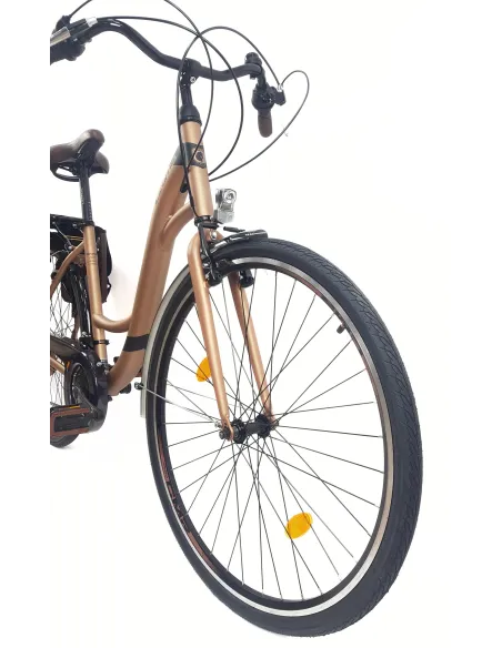 Rower Miejski Damski 28 ALU 21 Bieg Bagażnik Sakwa Dzwonek Światła Stopka