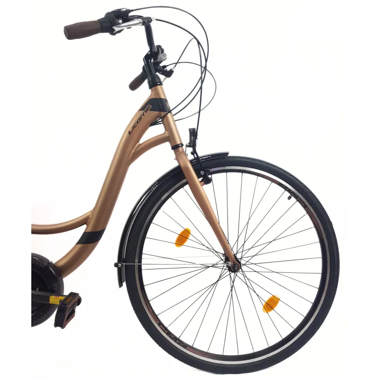 Rower Miejski Damski 28 ALU 21 Bieg Bagażnik Sakwa Dzwonek Światła Stopka